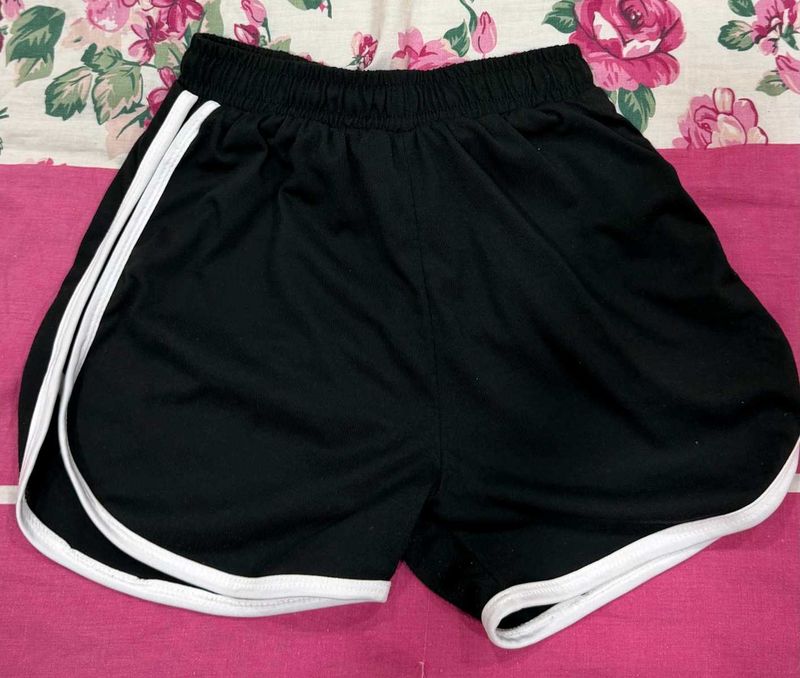 Black Athletic Shorts with White Trim
