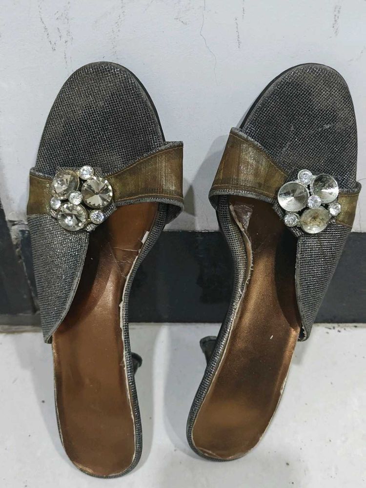 Sparkling Embellished Wedge Sandals