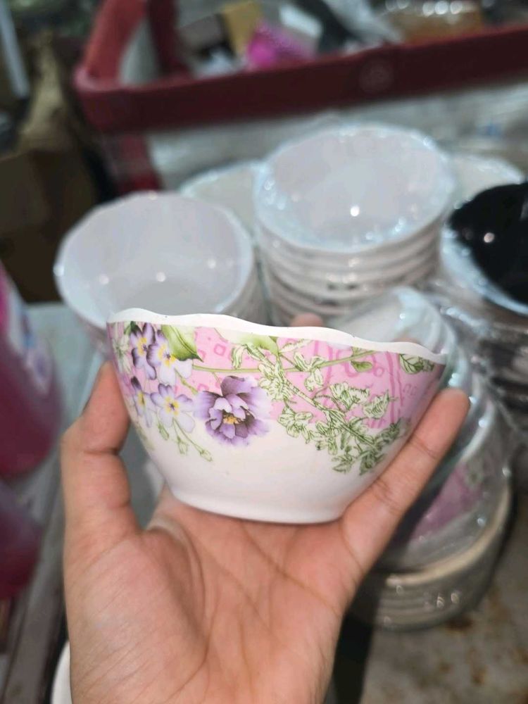 Set of 5 Floral Design Bowls Melamine