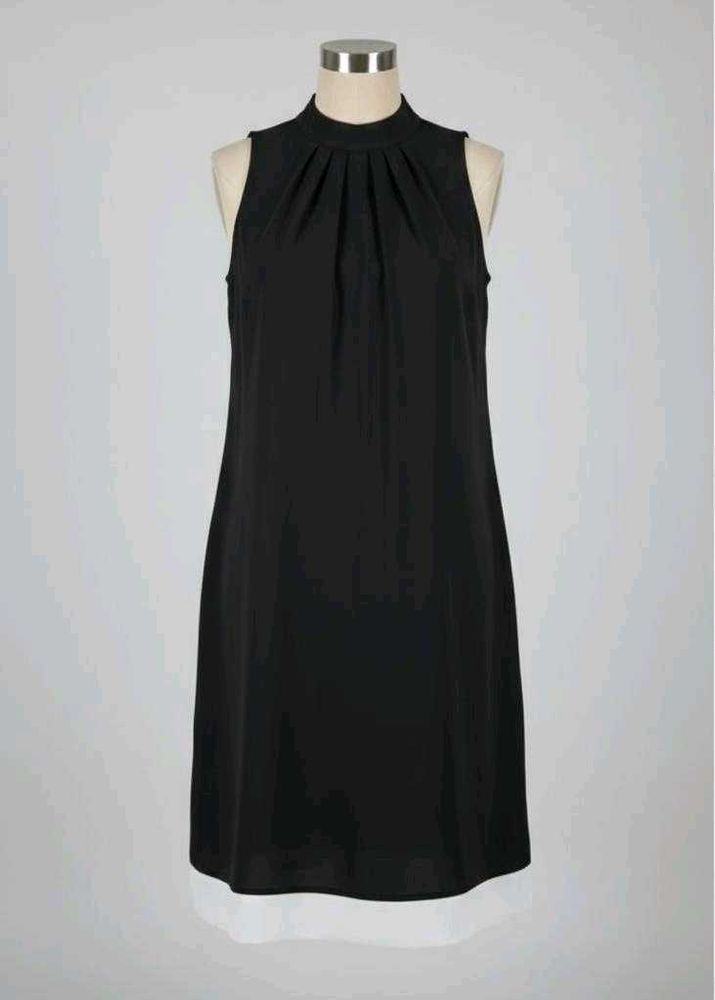 Sleek Black Mock Neck Dress