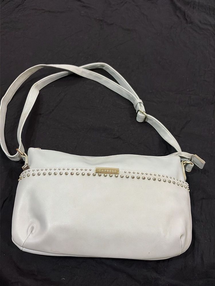 Caprese White Studded Shoulder Bag