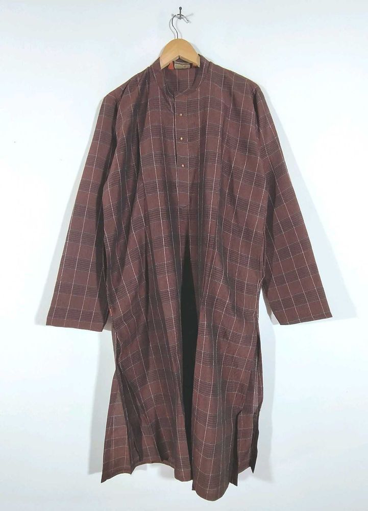 Brown Shade Checks Kurta (Men's)