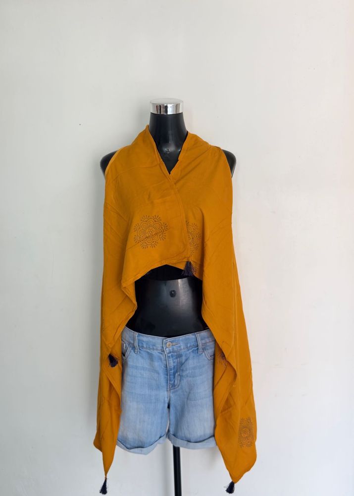 Mustard Yellow printed shrug