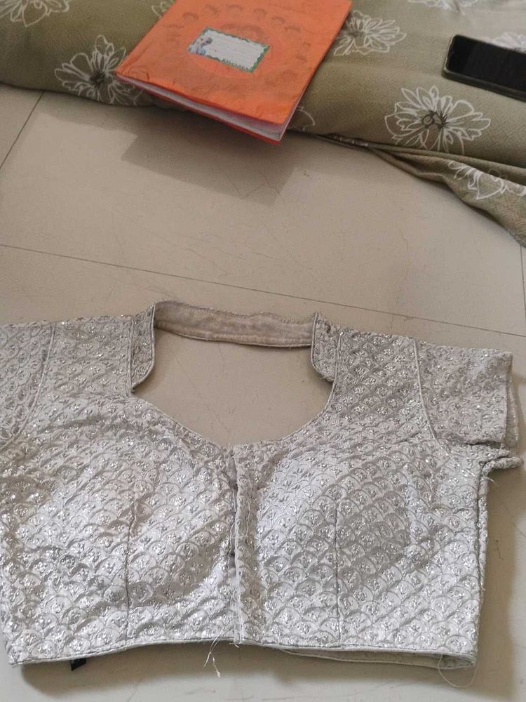 Embroidered Silver Blouse