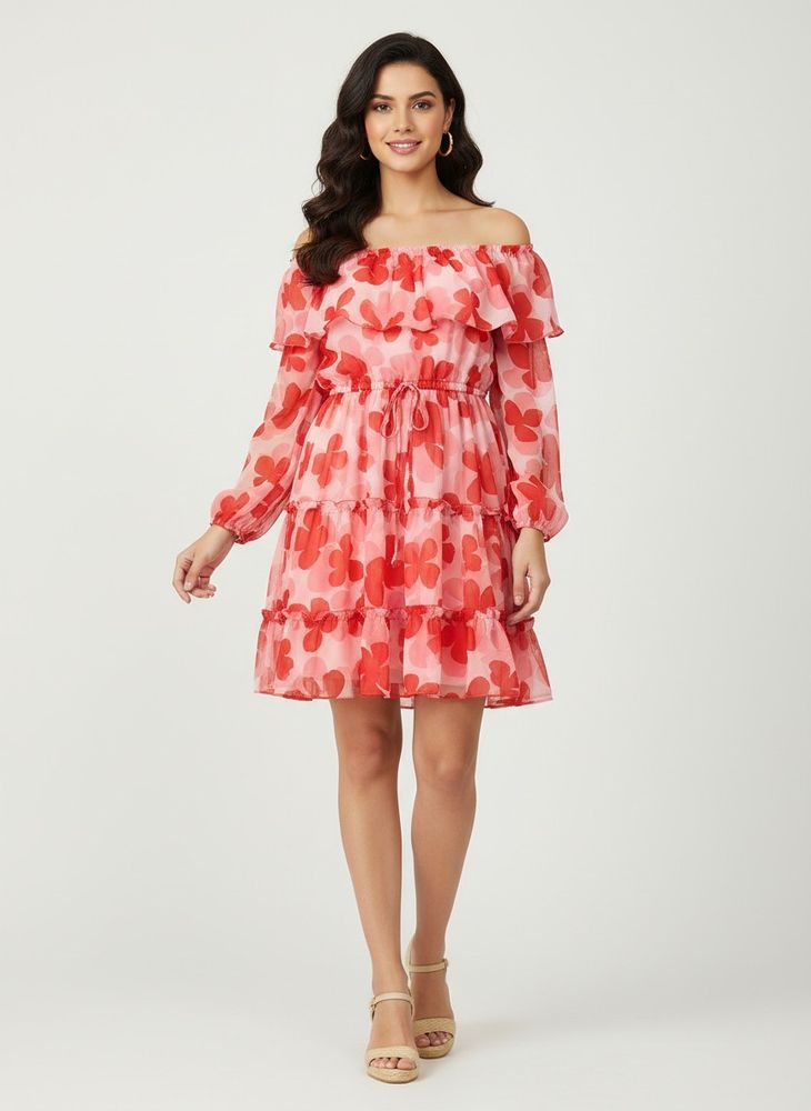 Floral Print Long Sleeve Dress