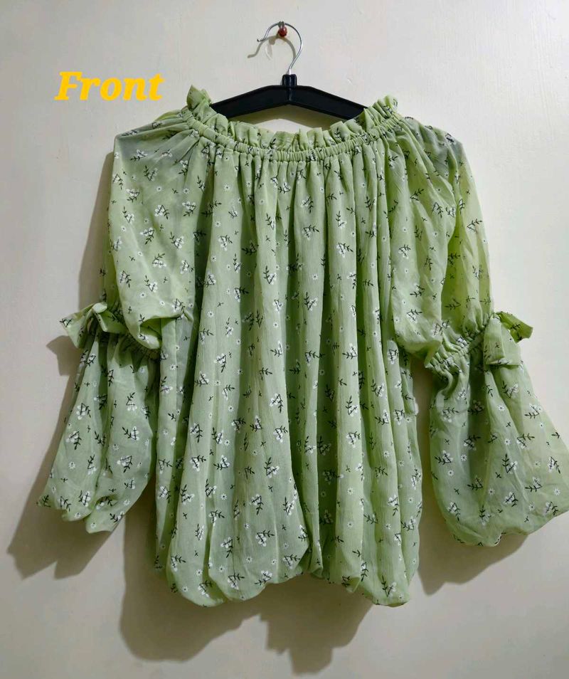 Sage 💚 Floral Off-Shoulder Blouse! 🍏