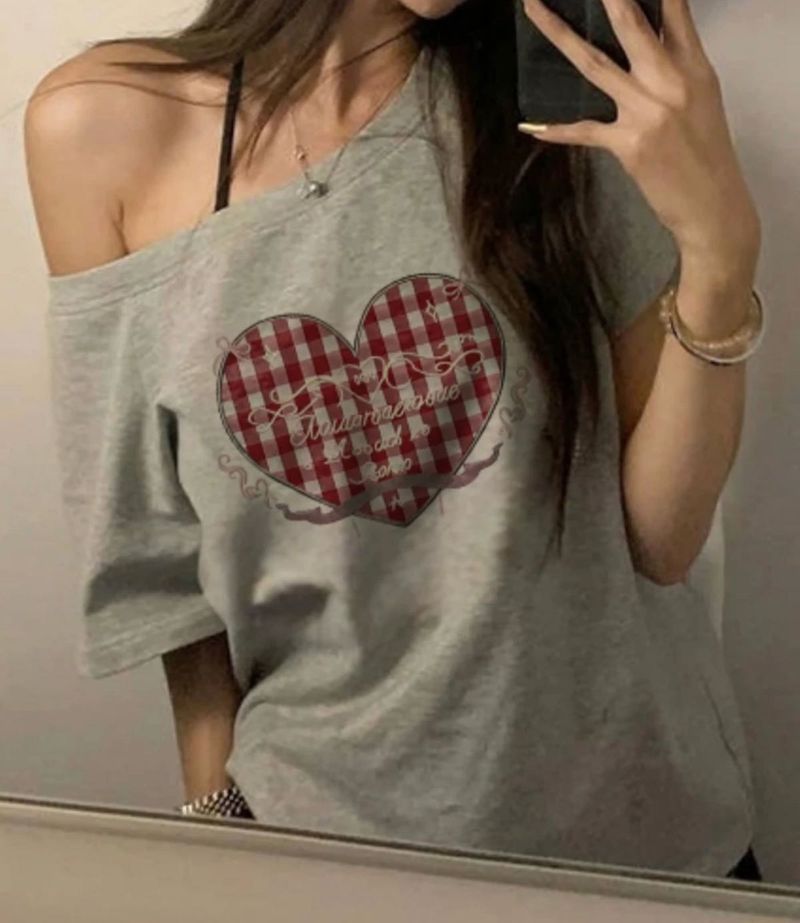 Cute Grey Off-Shoulder Top