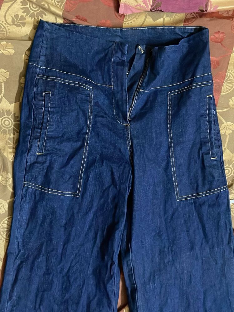 High Waisted Wide Leg Denim Pants