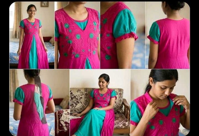 Elegant Pink &amp; Teal Kurta Set