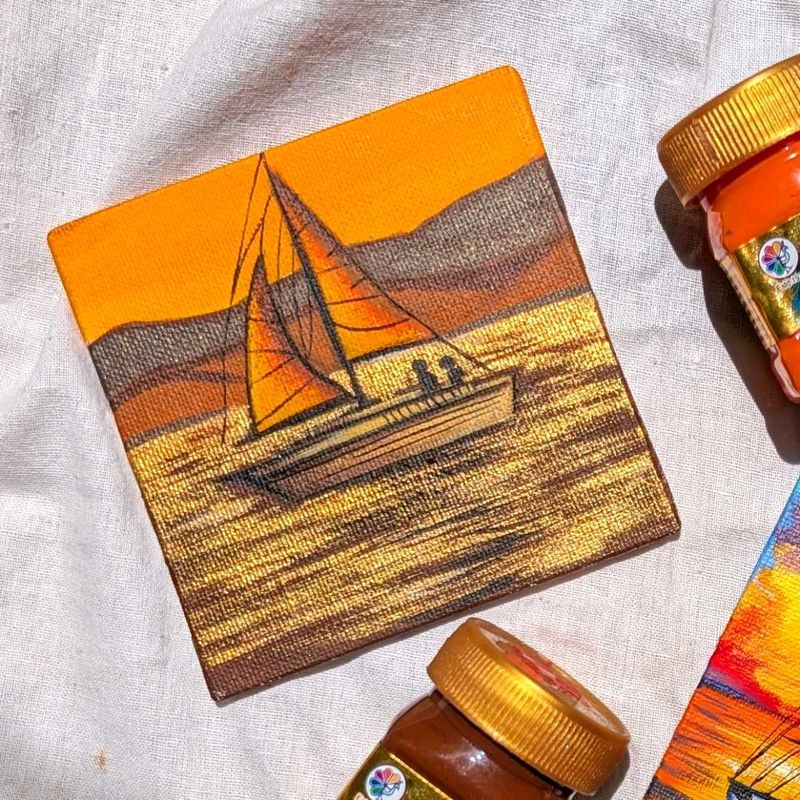Mini Canvas Sailboat Painting
