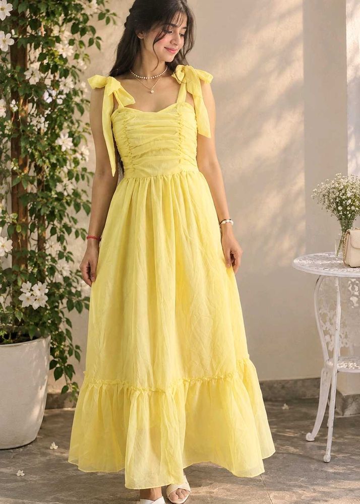 Chic Yellow Ruffle Maxi Dress