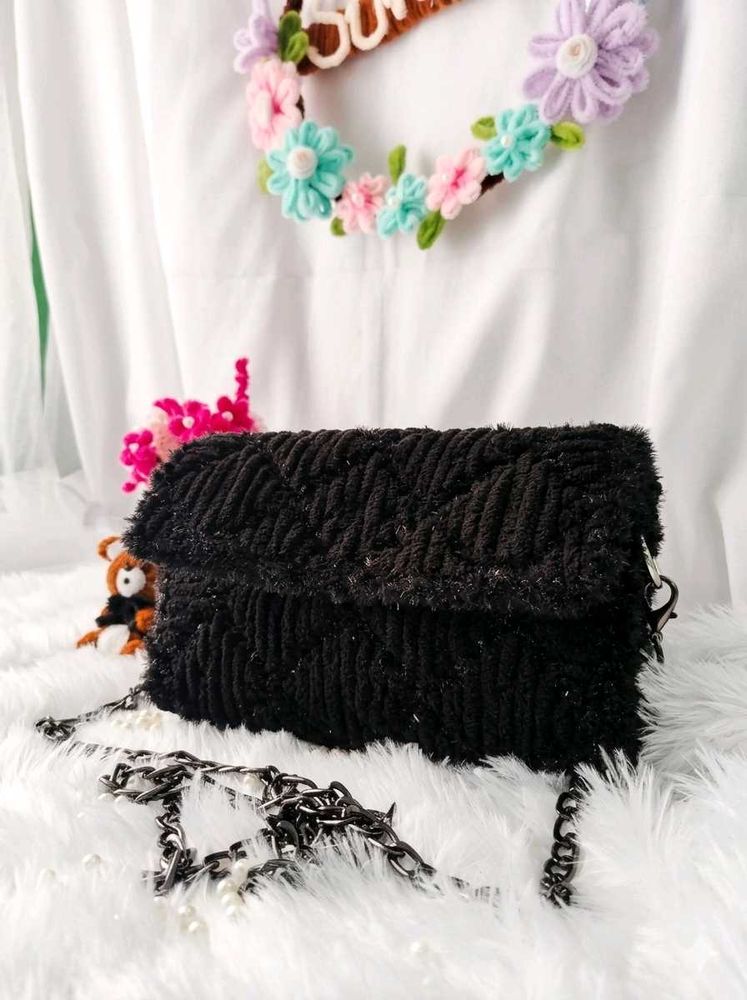 Chic Black Textured Clutch Bag