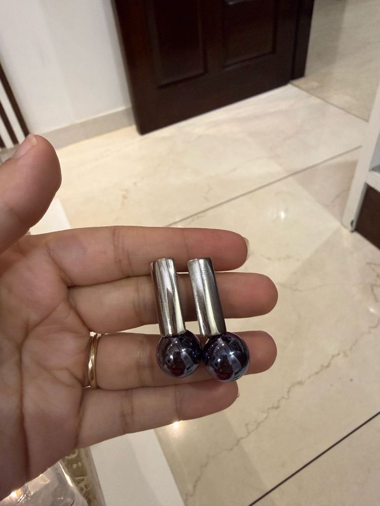 Unique Dark Blue &amp; Silver Earrings