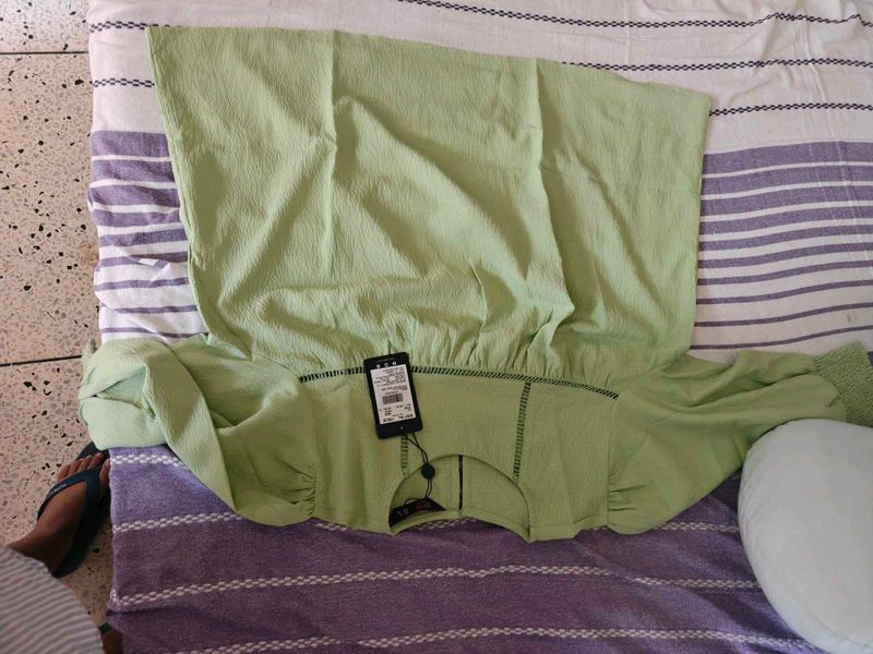 Light Green Textured Top