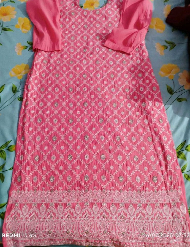 Pink Embroidered Kurti