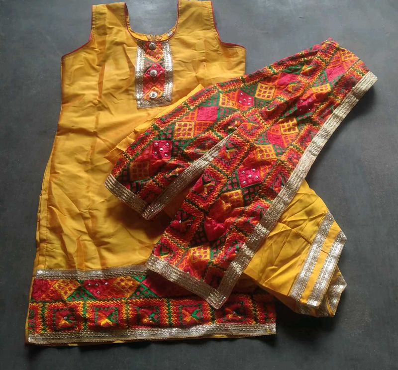 Yellow Embroidered Kurta Set with Dupatta