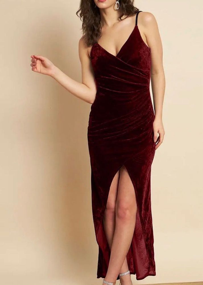 Velvet Maxi Dress with Slit