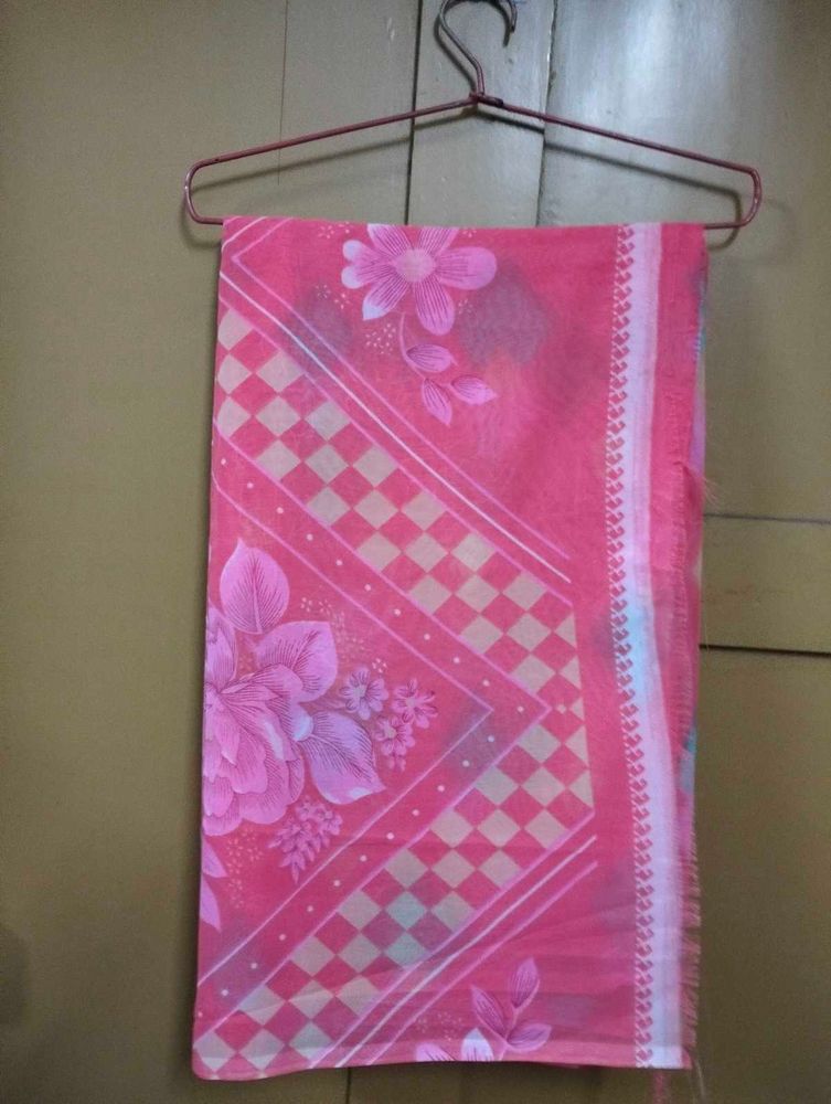 Brand New Vibrant Coral Pink Floral Saree