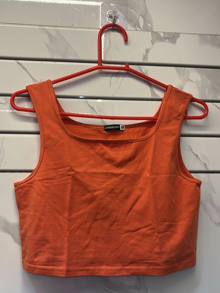 Vibrant Orange Cropped Tank Top