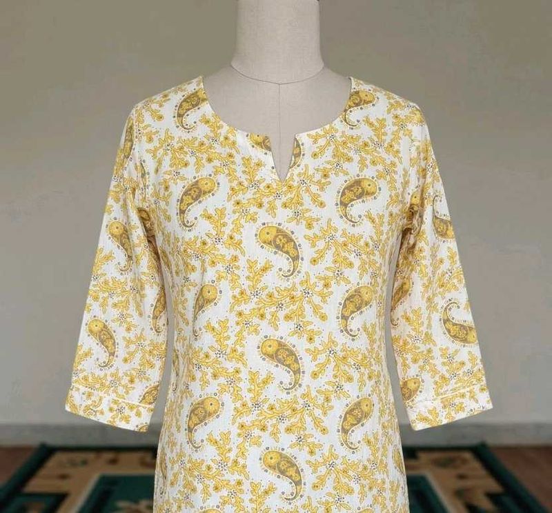 Yellow Paisley Print Kurta