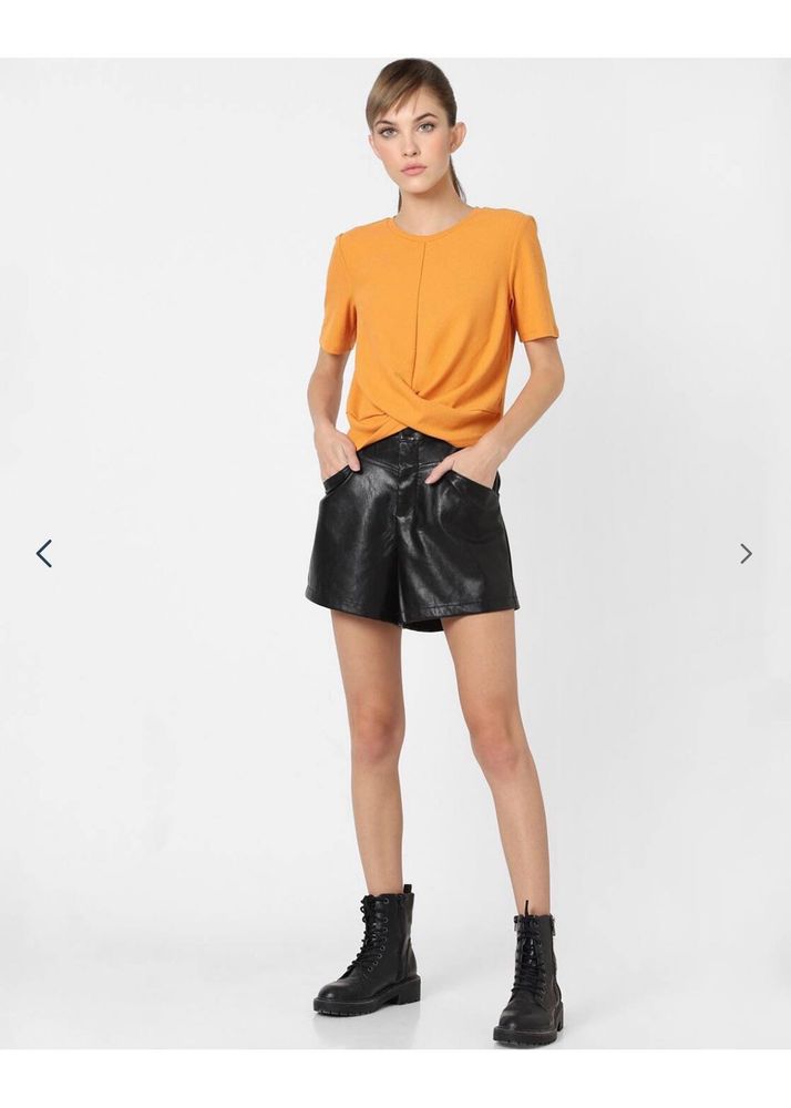 Trendy Orange Twisted Crop Top