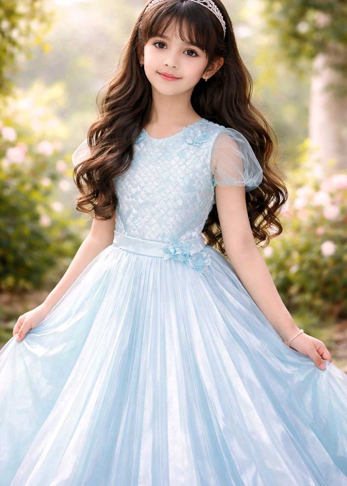 Girls Light Blue Princess Dress