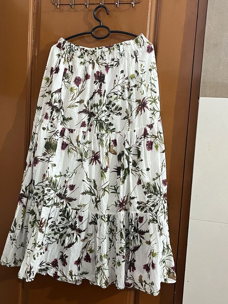 Floral Print Tiered Maxi Skirt