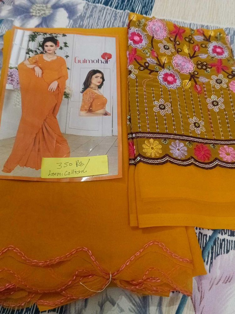 Siffon Saree With Work Blouse