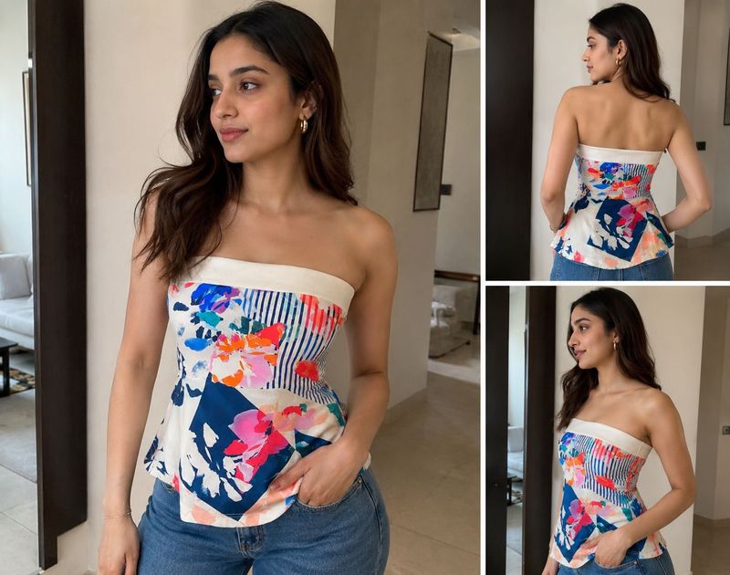 Vibrant Floral Print  sleevless tube top