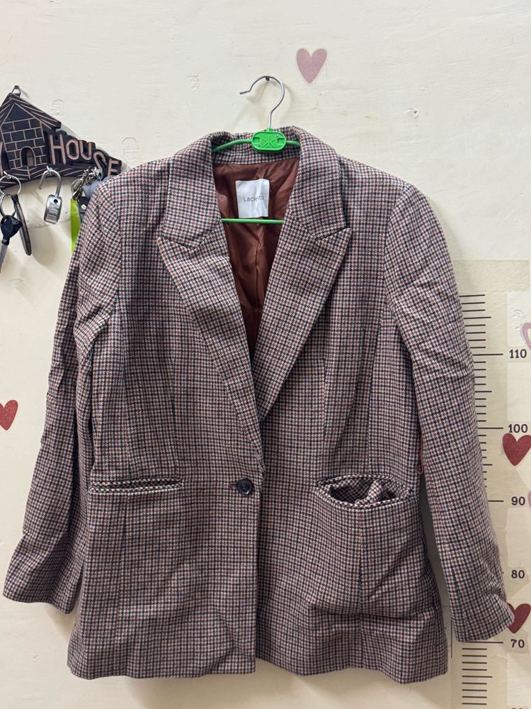 Stylish Plaid Blazer Jacket