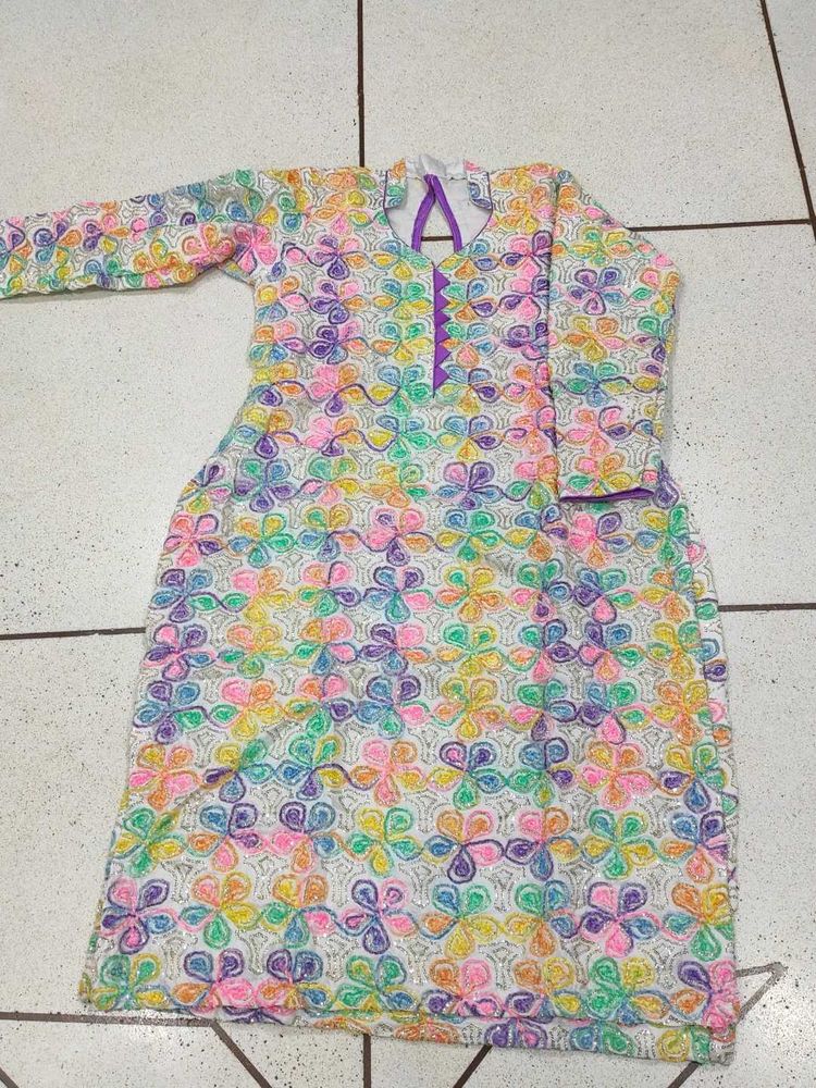 Colorful Floral Kurta with sharara