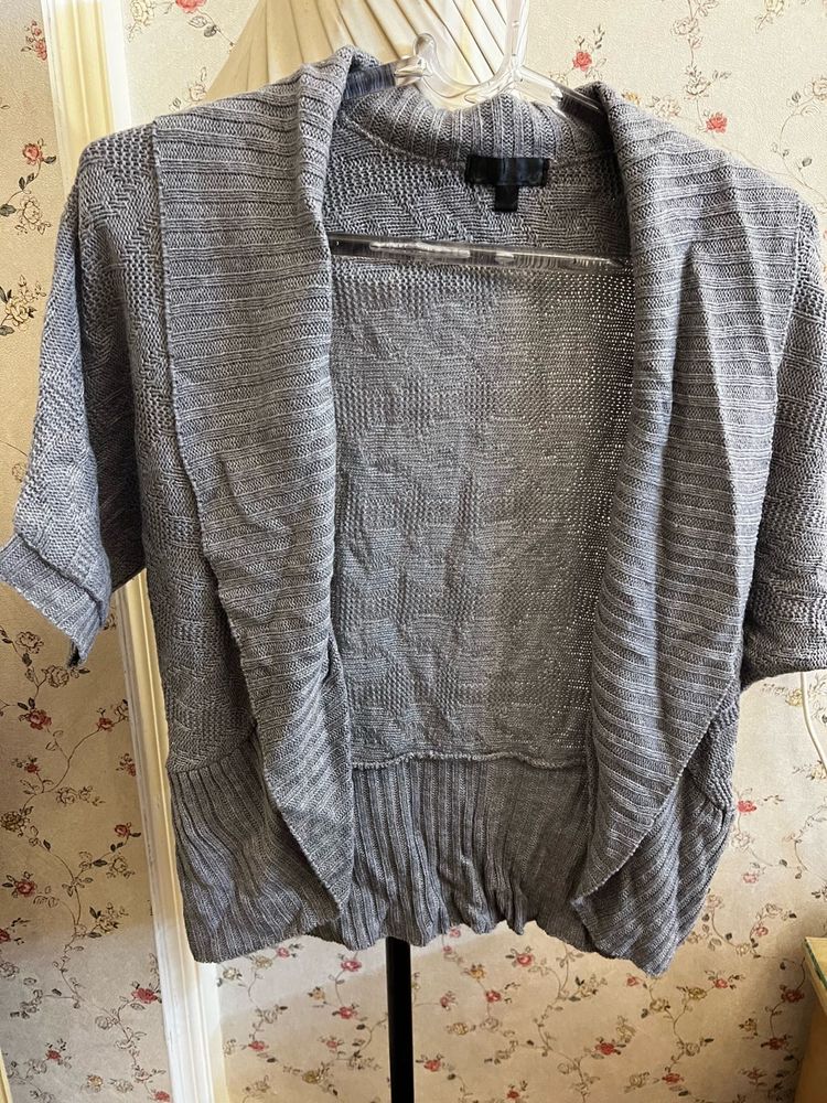 Grey Knit Cardigan Sweater Shrug