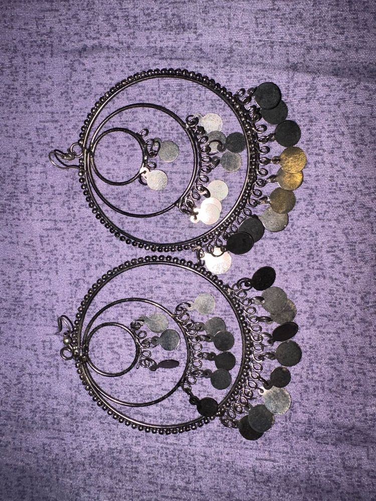 Boho Hoop Earrings with Coin Charms