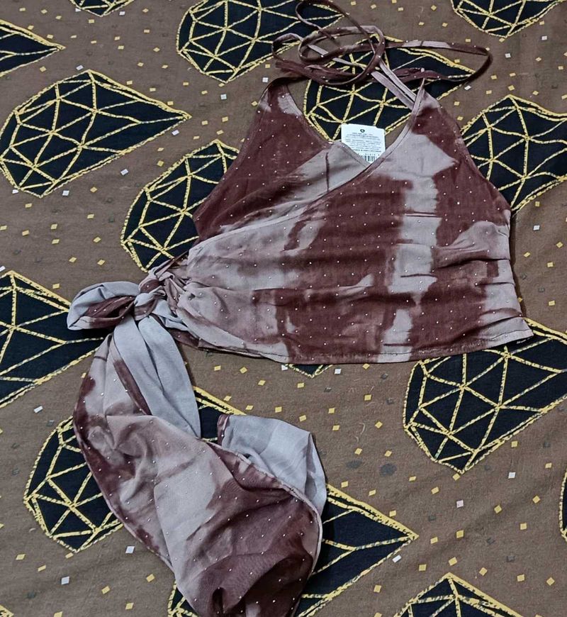 Stylish Brown Halter Neck Top