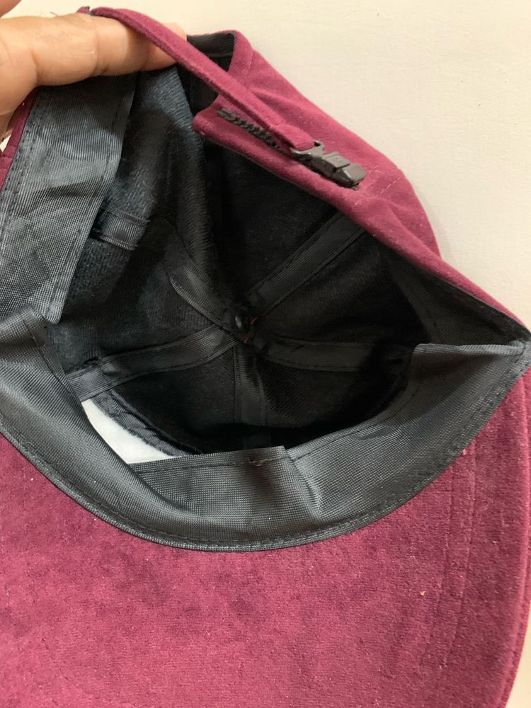 Maroon Suede Cap