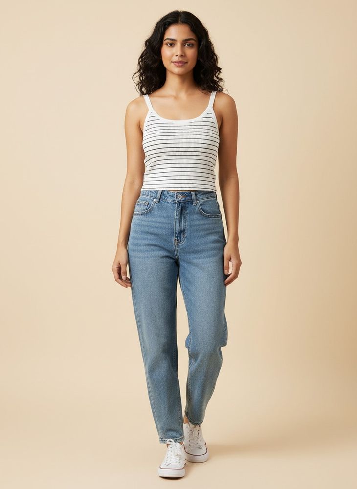 ribbed tank top- black and white stripes