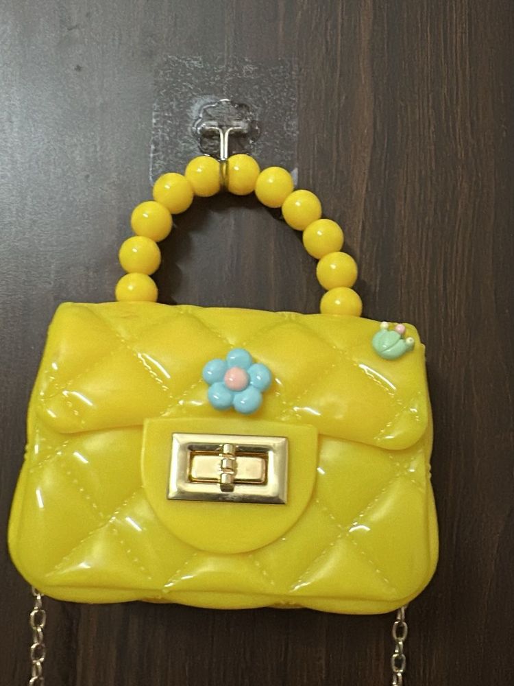 Cute Yellow Quilted silicon Handbag