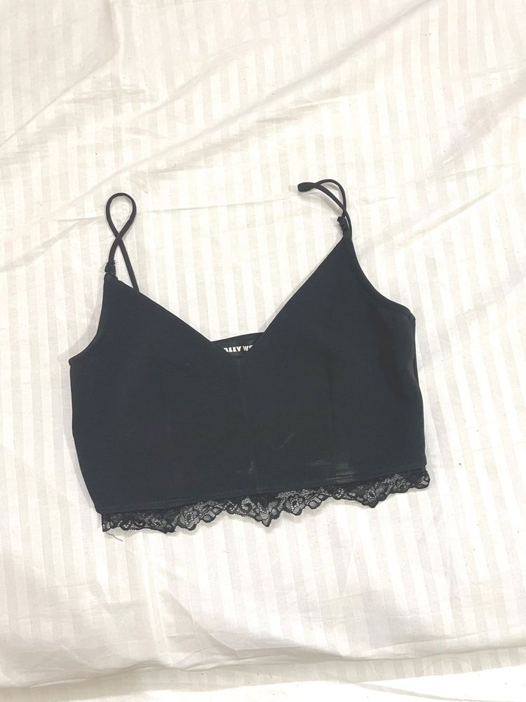 Black Lace Trim Cami Top
