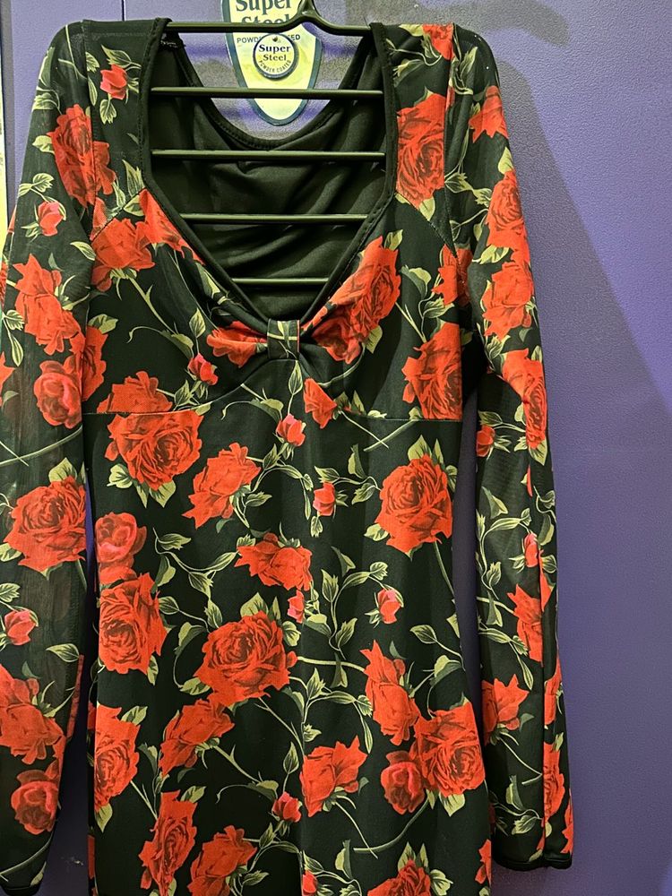 Floral Rose Print Dress