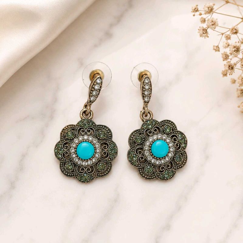 Vintage Antique Turquoise Stone Earrings
