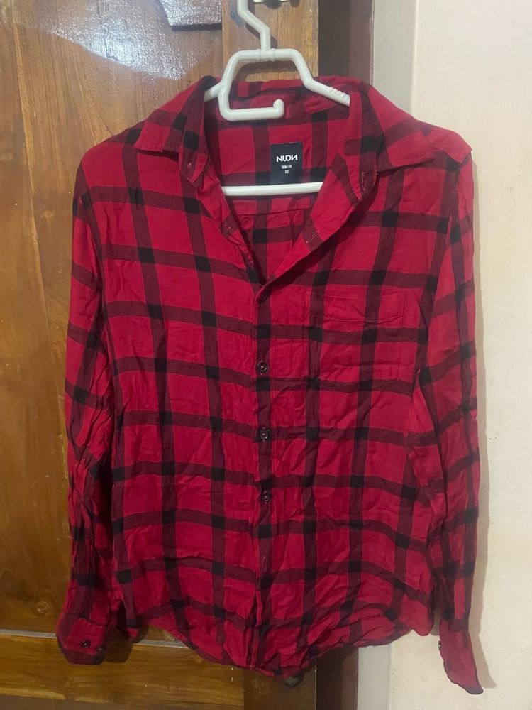 Red and Black Plaid Flannel Shirt