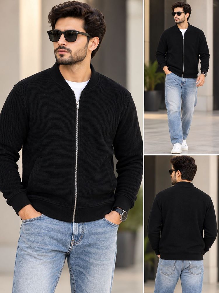 Jack&amp; Jones Black Regular Fit Solid Cardigan