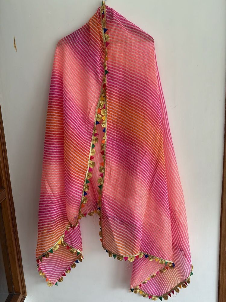 Vibrant Leheriya Dupatta with Tassels