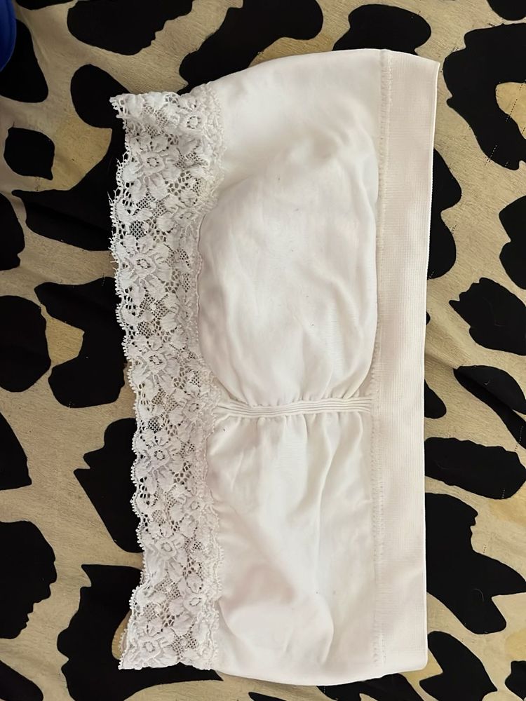 White Lace Trimmed Comfort Bra