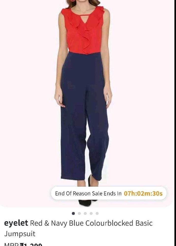 Eyelet Red &amp; Navy ruffled jumpsuit