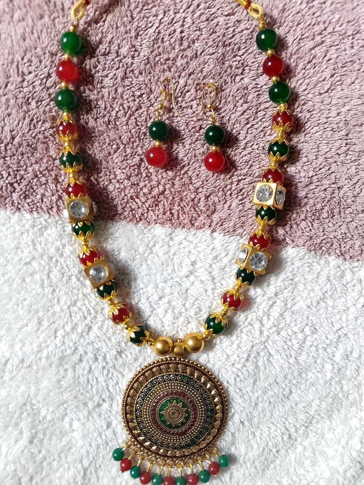 Traditional Indian Necklace &amp; Earring Set❤️