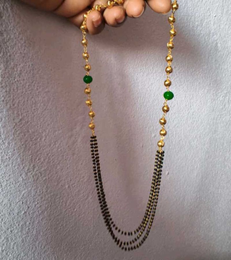 Gold Plated Mangalsutra with Green Beads