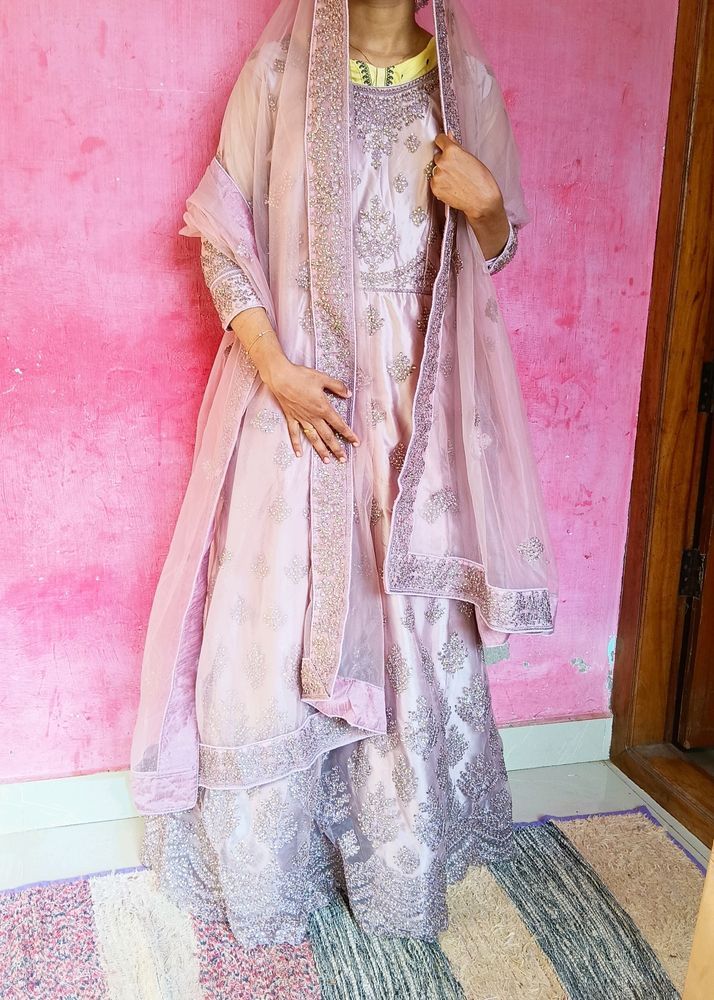Elegant Pink Embroidered Anarkali Suit