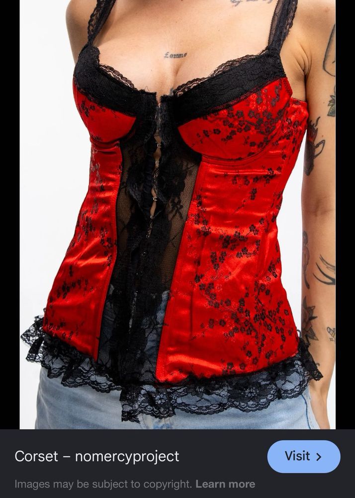 Red &amp; Black Lace Corset Top