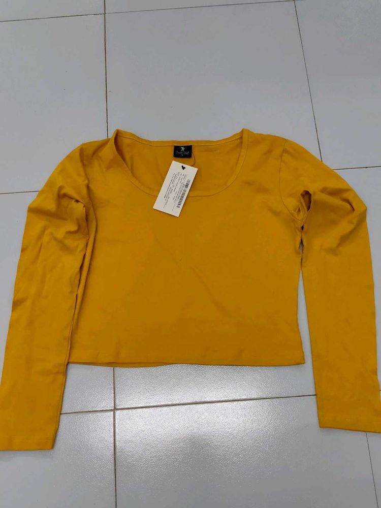 Yellow Long Sleeve Crop Top